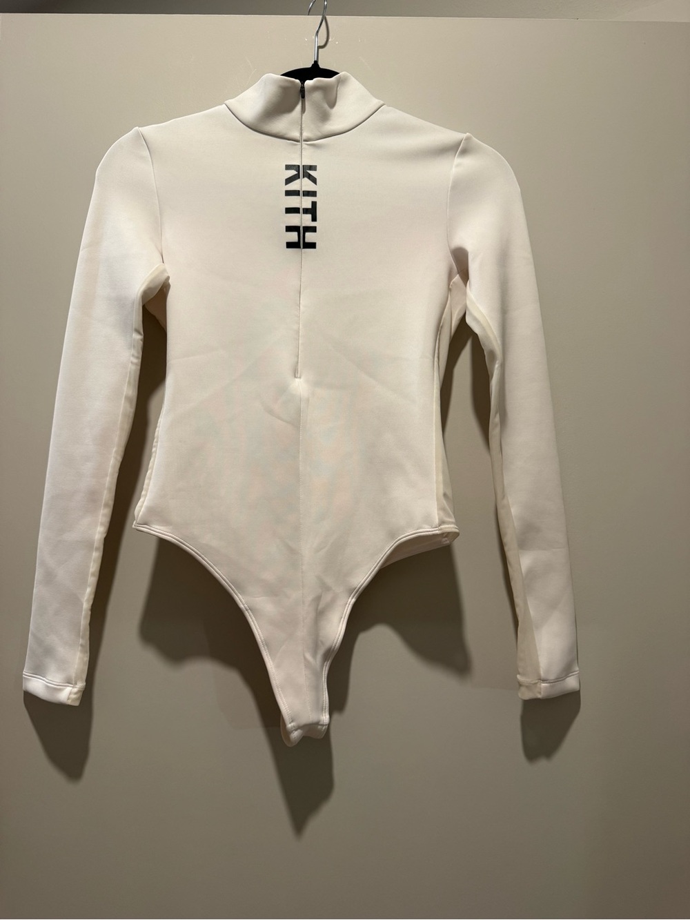 Kith Cream Long-Sleeve Mock Neck Bodysuit with Center Zip